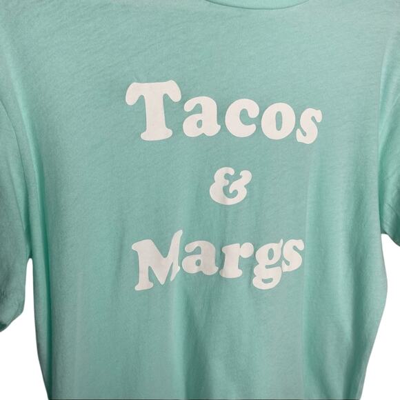 Wildfox Tacos & Margs Happy Hour Keke Short Sleeve Graphic T-Shirt Medium Green - Picture 3 of 8